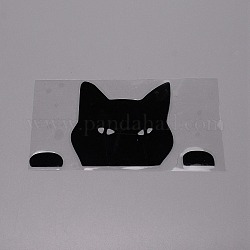 防水 3d ペット ウォール ステッカー  マスキングテープ付  車の装飾用  猫  ブラック  7.9x15.6x0.01cm