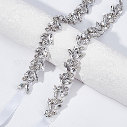 ウェディングドレス用chgcraftクリスタルラインストーンブライダルベルト  結婚式のベルトのための絶妙なサッシュ  真鍮ラインストーンビーズのリボン  ホワイト  110-1/4インチ（280cm）  1個/箱