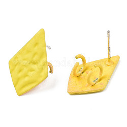 Accessoires de puces d'oreilles en fer peints au spray, avec doubles boucles verticales, cerf-volant, jaune, 18x11mm, Trou: 3mm, pin: 0.7 mm