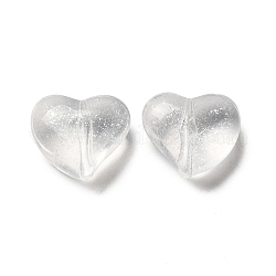 Transparent Acrylic Pendants, with Powder, Heart, Clear, 13x14.5x7mm, Hole: 1mm, about 600pcs/500g