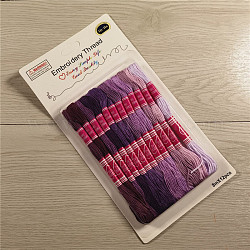 12 écheveau 12 couleurs fil à broder en polycoton 6 épaisseurs (coton polyester), fils de point de croix, dégradé de couleur, violet, 0.8mm, 8m(8.74 verges)/écheveau