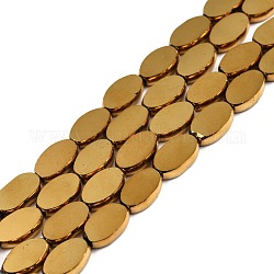 Стеклянные бусины, овальные, с золотым покрытием, 10x6x3 мм, отверстие : 1 мм, около 54~60 шт / нитка, 20.47~23.62'' (52~60 см)
