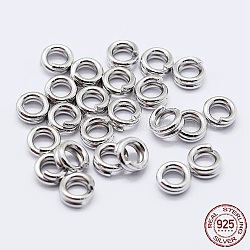 925 anneaux ouverts en argent sterling plaqué rhodium, double boucle Anneaux, anneaux ronds, platine, 8x2mm, diamètre intérieur: 6 mm