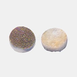 Galvanisieren natürlichen druzy Kristall cabochons, Flachrund, gefärbt, Farbig, 16x4~9 mm