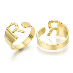 Alloy Cuff Finger Rings, Cadmium Free & Nickel Free & Lead Free, Alphabet, Golden, Letter.R, US Size 8(18.1mm)
