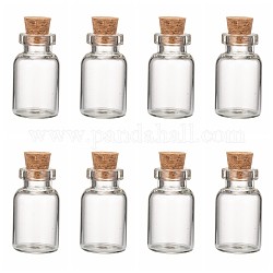 Contenitori perline vaso di vetro, con tappo di sughero, bottiglia di desiderio, chiaro, 16x28mm, collo di bottiglia: 10mm di diametro, capacità: 4 ml (0.13 fl. oz)