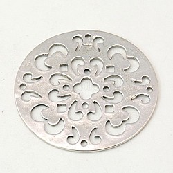 Tibetischen Stil Legierung Kronleuchter Komponente Verbinder, Cadmiumfrei und Nickel frei und Bleifrei, Flachrund, Antik Silber Farbe, 48x1 mm