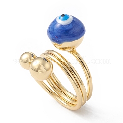 Эмалированные круглые перстни со сглазом, настоящее 18-каратное позолоченное кольцо из латуни с запахом для женщин, синие, 5.5~19.5 мм, внутренний диаметр: 18 мм