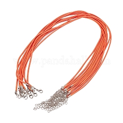 Eingewachsene Schnur bildende Halskette, mit Zink-Legierung Karabiner, Platin Farbe, orange, 17.8 Zoll ~ 18 Zoll (45.5~46 cm), 2 mm
