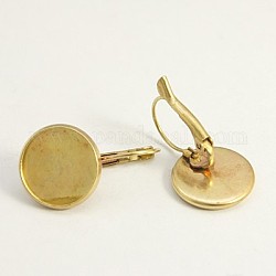 Brass Leverback Earring Findings, Unplated, 25~27x16mm, Tray: 14mm