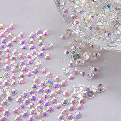 Glass Flat Back Rhinestone, Grade A, Back Plated, Faceted, Half Round, Crystal AB, 2.3~2.4mm, about 1440pcs/bag