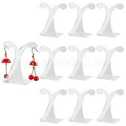 Acryl-Präsentationsständer für einzelne Ohrringe mit schräger Rückseite, Baumförmiger Schmuckhalter zur Ohrringpräsentation, Foto Requisiten, weiß, 3.2x5.95x6.45 cm, Bohrung: 1 mm