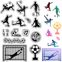 CRASPIRE Football Clear Stamps Soccer Athletes Football Cup Fences Reusable Retro Transparent Silicone Stamp Seals for DIY Scrapbooking Supplies Journaling Card Making Album Decoration Craft
