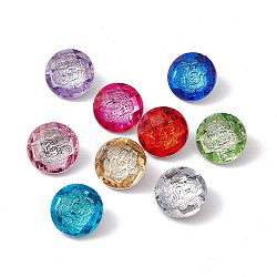 Brass Jewelry Snap Buttons, with Resin Cabochons, Faceted, Flat Round, Platinum, Mixed Color, 18x10mm, Knob: 5.5mm