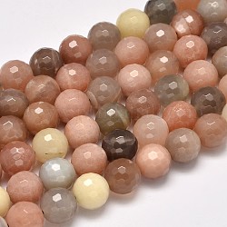 Brins de perles rondes à facettes multi-pierres de lune naturelles de grade aa, 12mm, Trou: 1mm, Environ 32 pcs/chapelet, 15.5 pouce