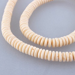 Resin Flat Round Heishi Bead Strands, Moccasin, 6x2mm, Hole: 1mm, about 188pcs/strand, 15.6inch