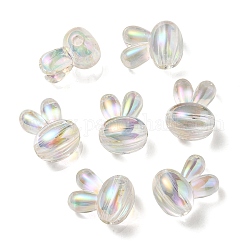 UV-Beschichtung regenbogenschillernde Acrylperlen, zweifarbige Perle in Perle, Kaninchen Kopf, klar ab, 20x15x13 mm, Bohrung: 3 mm
