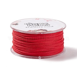 Cordon rond en polyester ciré, cordon torsadé, rouge, 1mm, environ 49.21 yards (45 m)/rouleau