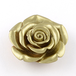 Spruzzare perle in resina fiore dipinto, kaki scuro, 40x14mm, Foro: 2 mm