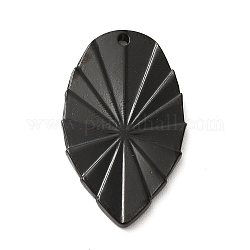 304 Stainless Steel Pendants, Leaf Charm, Electrophoresis Black, 30x18x2mm, Hole: 1.4mm
