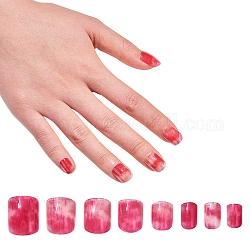 Juegos de arte de uñas, con puntas de uñas de plástico 24pcs, 24 Uds pegamento de uñas de gelatina de doble cara, cereza, 14.5~23x7~14mm, aproximamente 24 PC / sistema