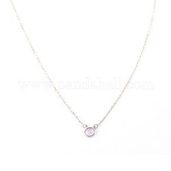 925 подвесные стерлингового серебра ожерелья, с имитацией бусин лунного камня и кабельных цепочек, плоско-круглые, платина