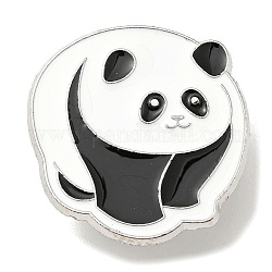 Épingles en émail panda, insigne en alliage plaqué platine pour vêtements de sac à dos, noir, 26x25x1.5mm