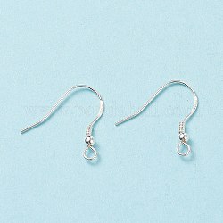 Sterling Silver Earring Hooks, Silver, 18x17~19mm, Hole: 2mm, Pin: 0.6mm