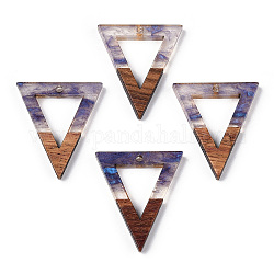 Подвески из прозрачной смолы и ореха, полые треугольные подвески, синевато-серый, 27.5x24x3.5 мм, отверстие : 1.8 мм