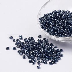 Perles de rocaille de verre opaques, perles de larme à franges, bleu de Prusse, 4~5x3mm, Trou: 1mm, environ 440~450 g /sachet 