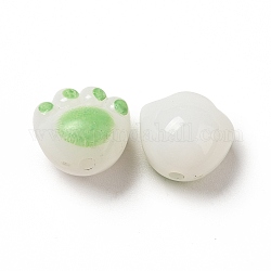 Perles acryliques opaques, patte de chat, vert printemps moyen, 11x12x9.7mm, Trou: 1.6mm