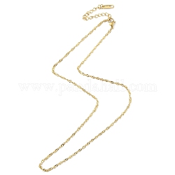 Chapado en iones (ip) 304 collar de cadena de Singapur de acero inoxidable para hombres y mujeres, real 14k chapado en oro, 16.14 pulgada (41 cm)