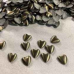 Aluminium-Hotfix-Nieten zum Aufbügeln, flache rückseitige Nieten, Herz, Antik Bronze, 8x8 mm