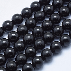 Chapelets de perles en tourmaline noire naturelle, ronde, 8mm, Trou: 1mm, Environ 48 pcs/chapelet, 15.7 pouce (40 cm)