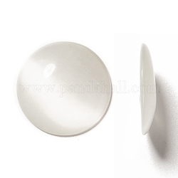 Cat Eye Glass Cabochons, Half Round/Dome, White, about 20mm in diameter, 3~5mm thick