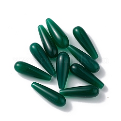 Vert perles naturelles onyx agate, pas de trous / non percés, teints et chauffée, larme, vert foncé, 22x7mm