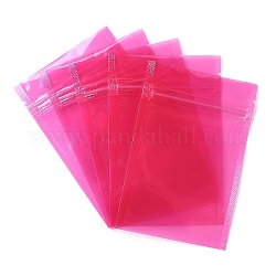 Sac en plastique transparent à fermeture à glissière, sacs de rangement, sac auto-scellant, joint haut, rectangle, rose foncé, 12x8x0.15 cm, épaisseur unilatérale : 3.1 mil (0.08 mm)