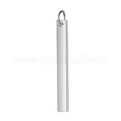 201 Stainless Steel Pendants, with Jump Ring, Manual Polishing, Stamping Blank Tag, Rectangle, Stainless Steel Color, 30x3x1.5mm, Hole: 3mm