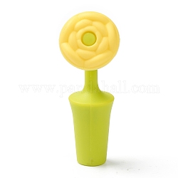 Tappi per bottiglie di vino in silicone, fiore, giallo, 84x31x24mm, Foro: 7.5 mm