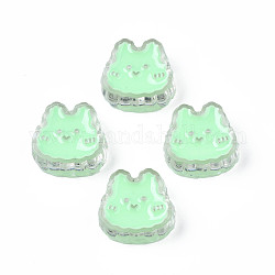 Perles en acrylique transparente, avec l'émail, lapin, vert pale, 18x19x8mm, Trou: 3mm