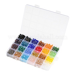 1008 perla di vetro trasparente a 24 colori, ab colore placcato, sfaccettato, rondelle, colore misto, 5.5x5mm, Foro: 1.2 mm, su 42pcs / colore