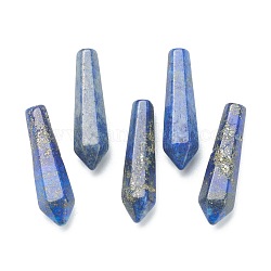 Perles naturelles pointues lapis lazuli, pierres de guérison, baguette magique de thérapie de méditation d'équilibrage d'énergie de reiki, balle, perles non percées / sans trou, facette, pour création de fil enroulé pendentifs , 29~33x7.5~8.5mm