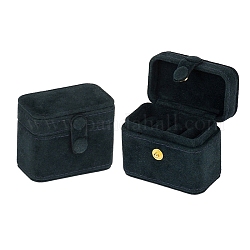 Прямоугольная бархатная коробочка для хранения колец с 4 отделением и кнопкой-кнопкой, дорожный портативный футляр для ювелирных изделий, для колец, серьги, темно-синий, 6.5x3.8x5 см