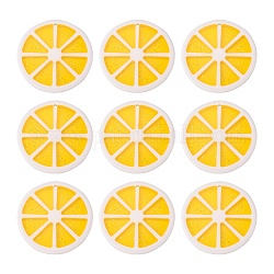 Hawaï tranche de citron glitter résine pendentifs en poudre, plat rond, jaune, taille: environ 34~35mm de diamètre, épaisseur de 3~4mm, Trou: 2mm