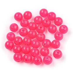 Perles plastiques opaques, ronde, fuchsia, 6x5.5mm, Trou: 1.8mm, environ 479 pcs/50 g