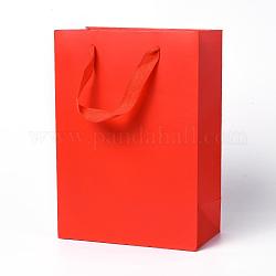 Sacs en papier kraft, avec poignées, sacs-cadeaux, sacs à provisions, rectangle, rouge, 28x20x10.1 cm