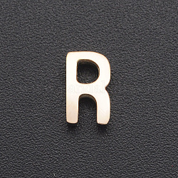 201 charms in acciaio inox, per realizzare semplici collane, Taglio laser, lettera, oro roso, letter.r, 8x4.5x3mm, Foro: 1.8 mm