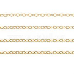 Brass Flat Oval Cable Chains, Unwelded, with Spool, Golden, 3.5x3x0.5mm, about 10m/roll, 1roll