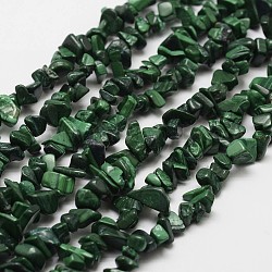 Chapelets de perles en malachite naturelle, puce, vert foncé, 3~5x7~13x2~4mm, Trou: 0.4mm, 32 pouce