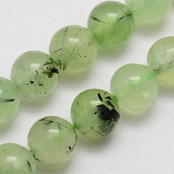 Chapelets de perles en préhnite naturelle, ronde, vert pale, 10mm, Trou: 1mm